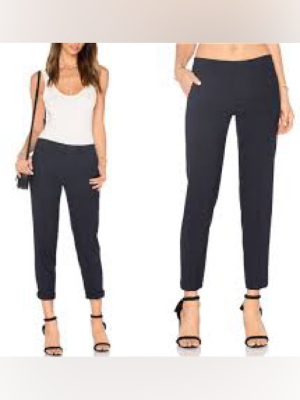 Vince navy straight-leg ankle pants with a clean, flat-front design Sz M